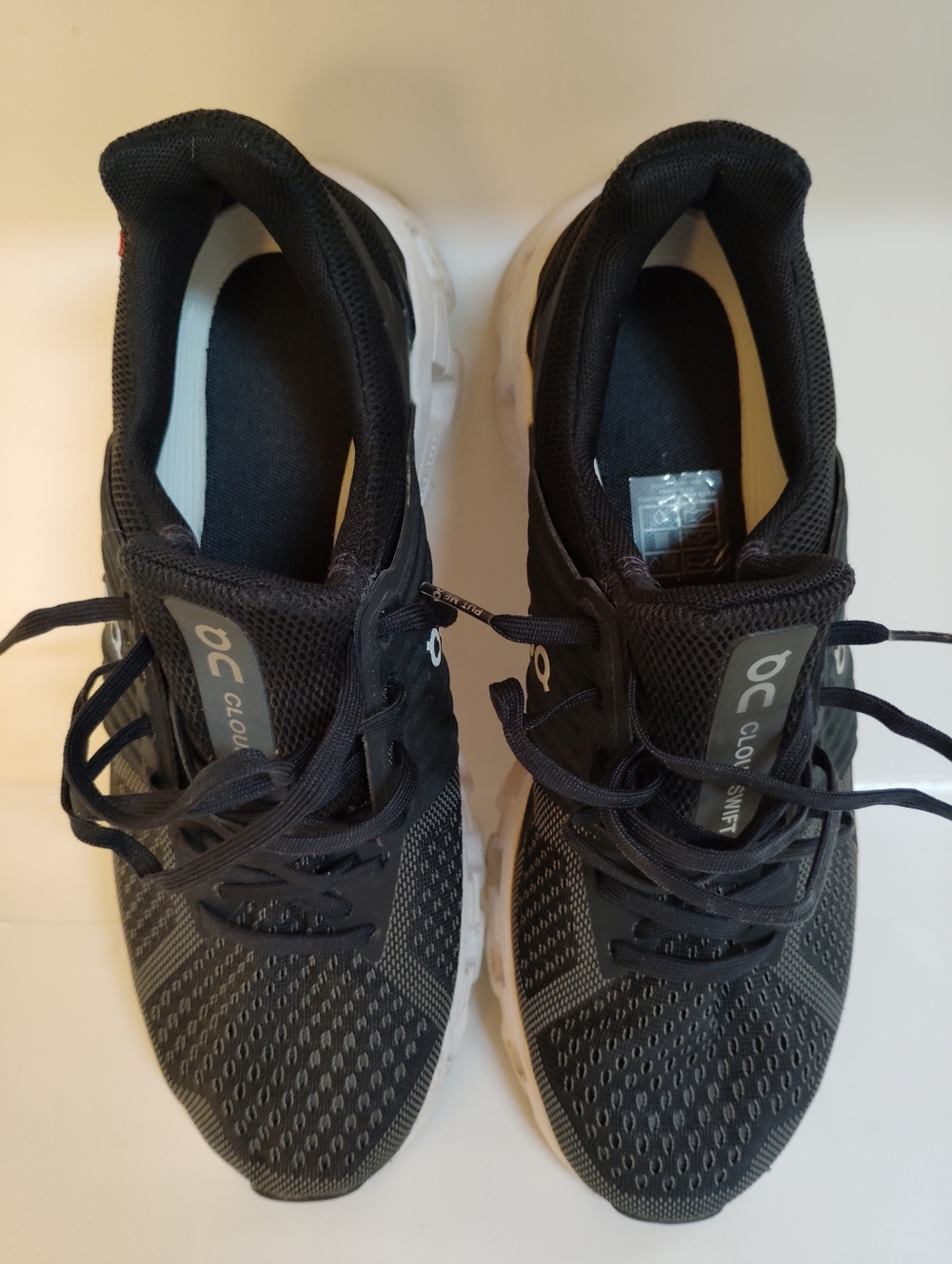 On Cloud Women's Black and White Running Sneakers - Picture 7 of 8